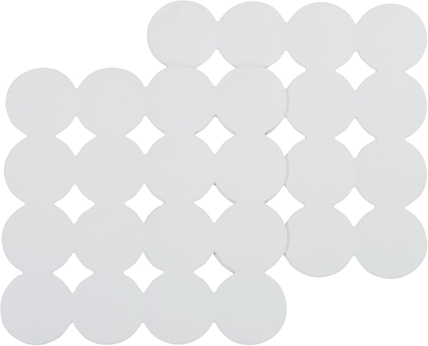 Square Shower Mat Nonslip - 2PCS Rubber Bathtub Mat with Suction Cups for Inside Shower Bathroom Floor (White, 21X21)