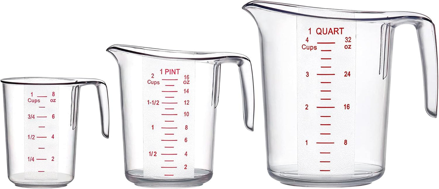 Amazing Abby - Melissa - Plastic Measuring Cups (3-Piece Set), Food-Grade Measuring Jugs, 1/2/4-Cup Capacity, Unbreakable, Stackable, Dishwasher-Safe, Great for Oil, Vinegar, Flour, and More