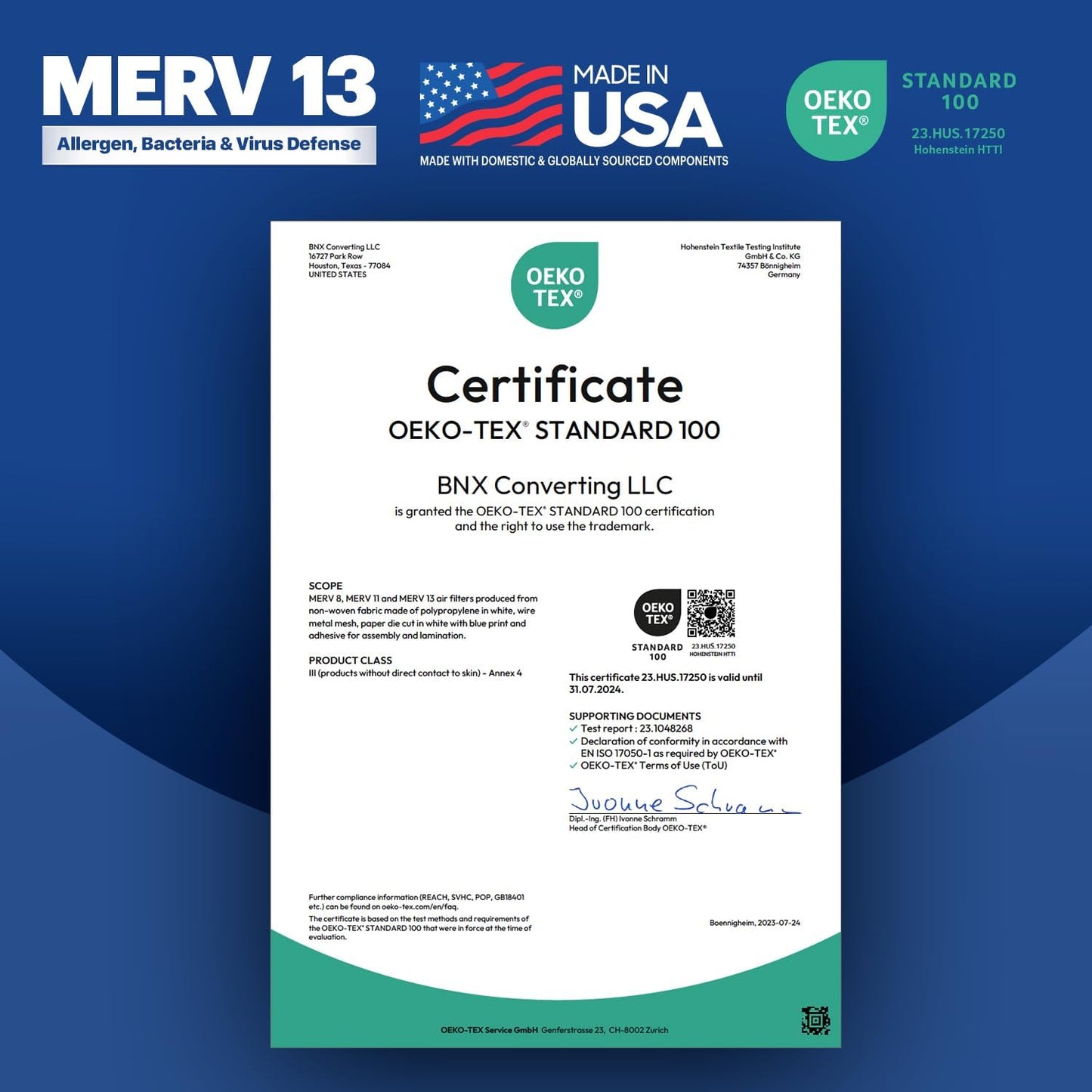 BNX TruFilter 18x18x1 Air Filter MERV 13 (4-Pack) - MADE IN USA - Electrostatic Pleated Air Conditioner HVAC AC Furnace Filters for Allergies, Pollen, Mold, Bacteria, Smoke, Allergen, MPR 1900 FPR 10