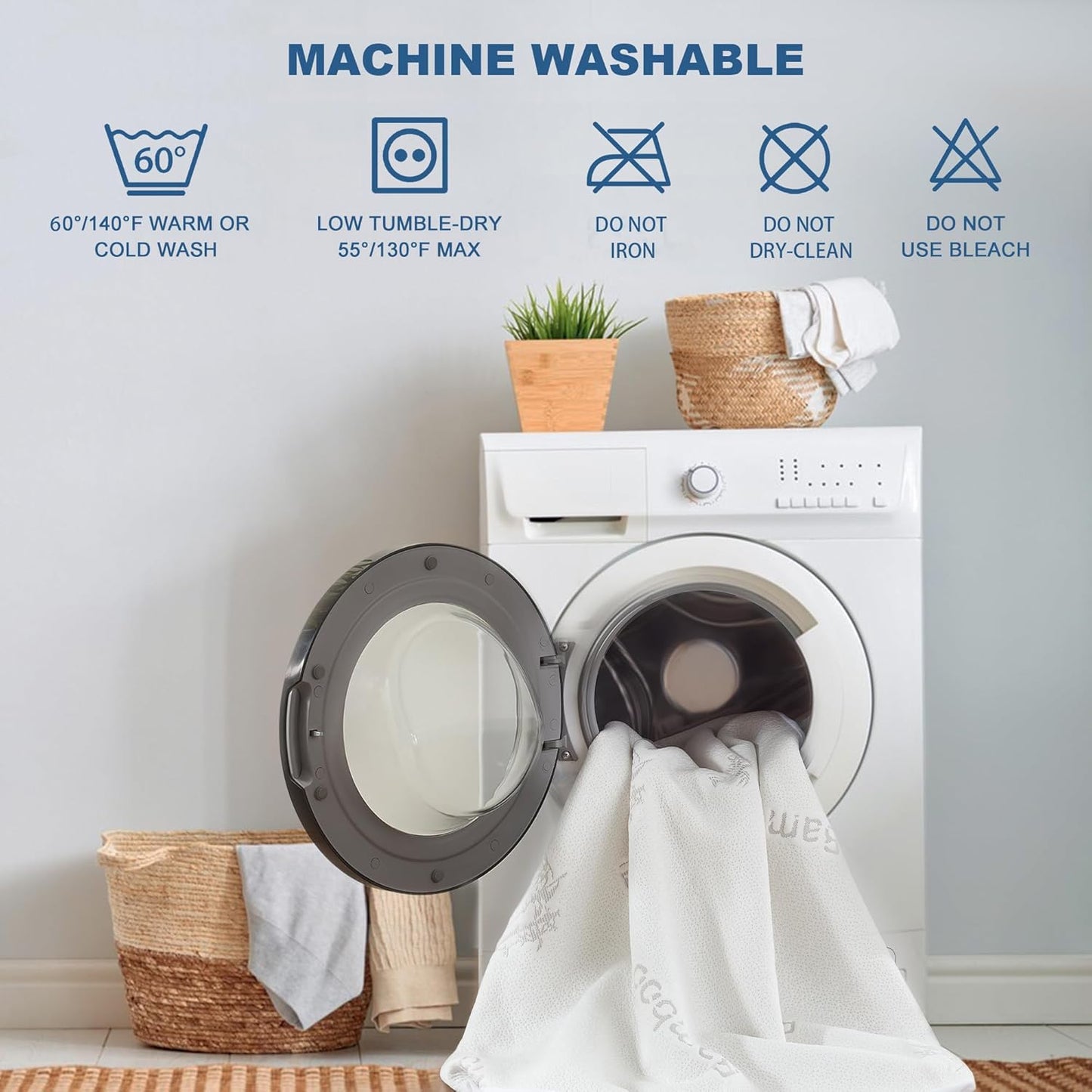 Waterproof Mattress Protector, California King Size Mattress Pad Fitted 6"-18" Deep Pocket, 3D Air Fabric Bed Mattress Cover Noiseless Washable for Bedroom, Hotel