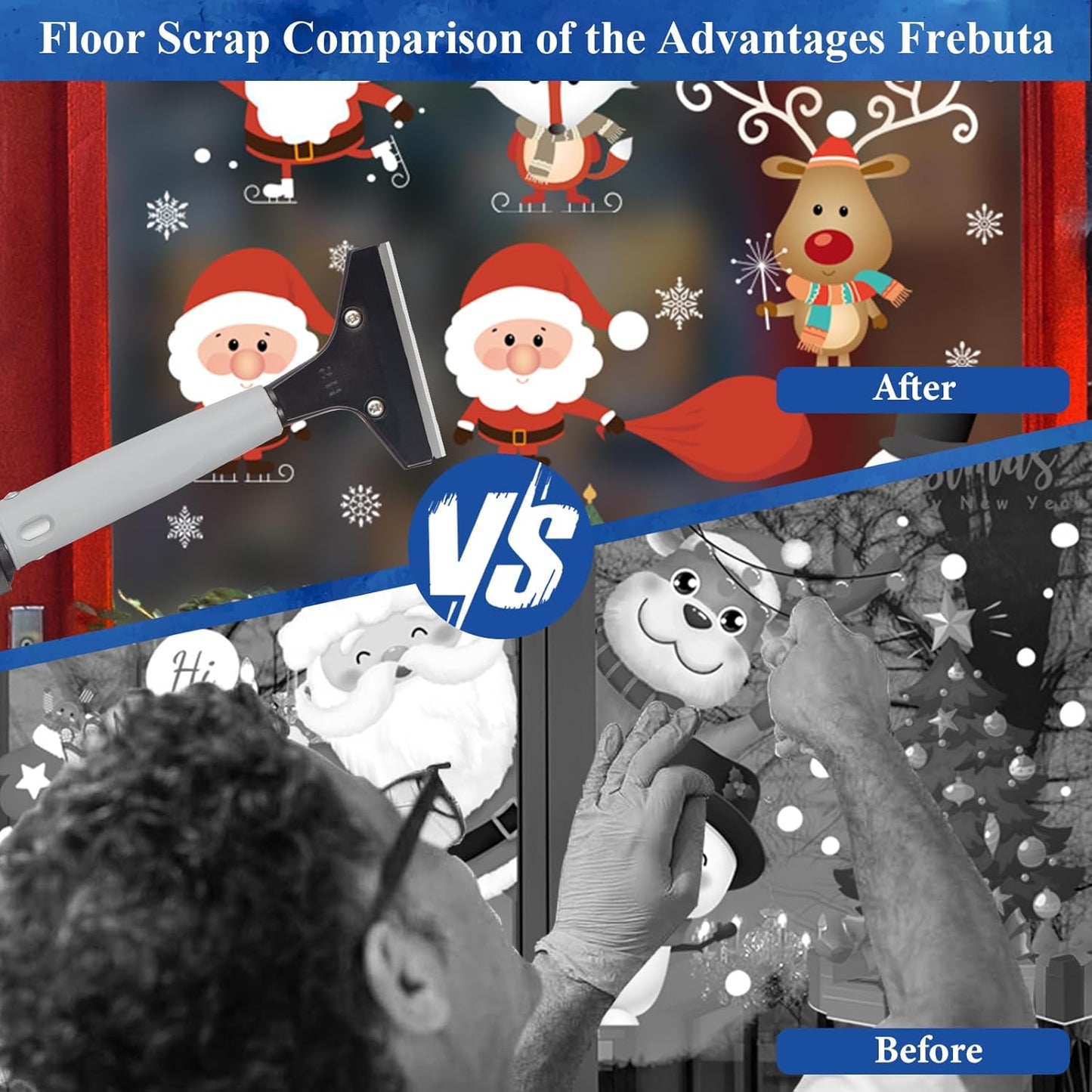 Floor Scraper Telescopic Pole,38 to 82in Heavy Duty 4Inch Razor Blade Long Handle Floor Scrapers Metal Paint Scraper with 10PCS Extra Metal Blades Paint Scraper (Gray, Telescopic 6Feet)