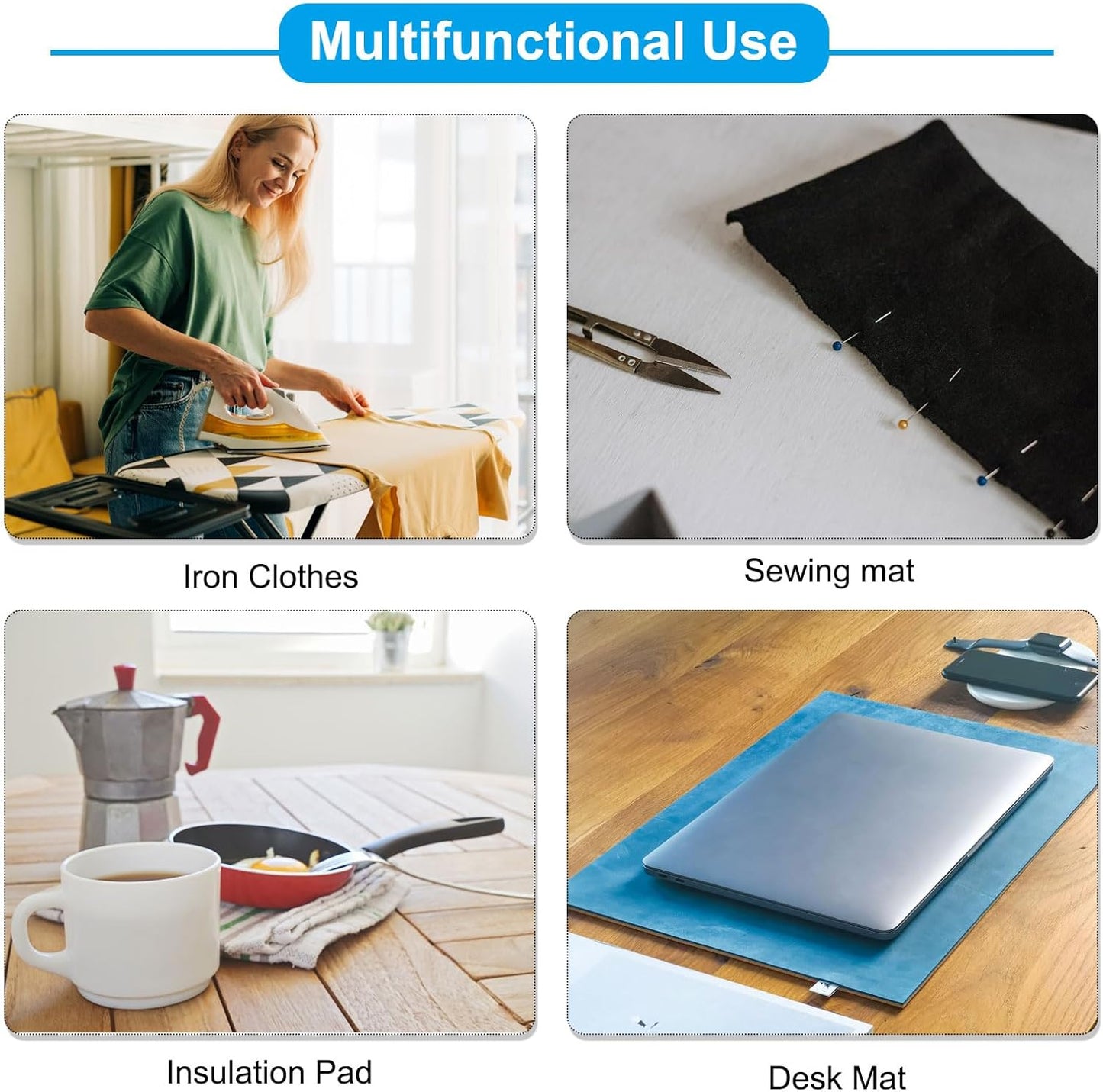 PATIKIL Wool Pressing Mat, 12" x 9" Wool Ironing Pad Blanket 0.5" Thickened Heat Resistant Quilting Ironing Pad for Quilters Sewing Craft, Grey