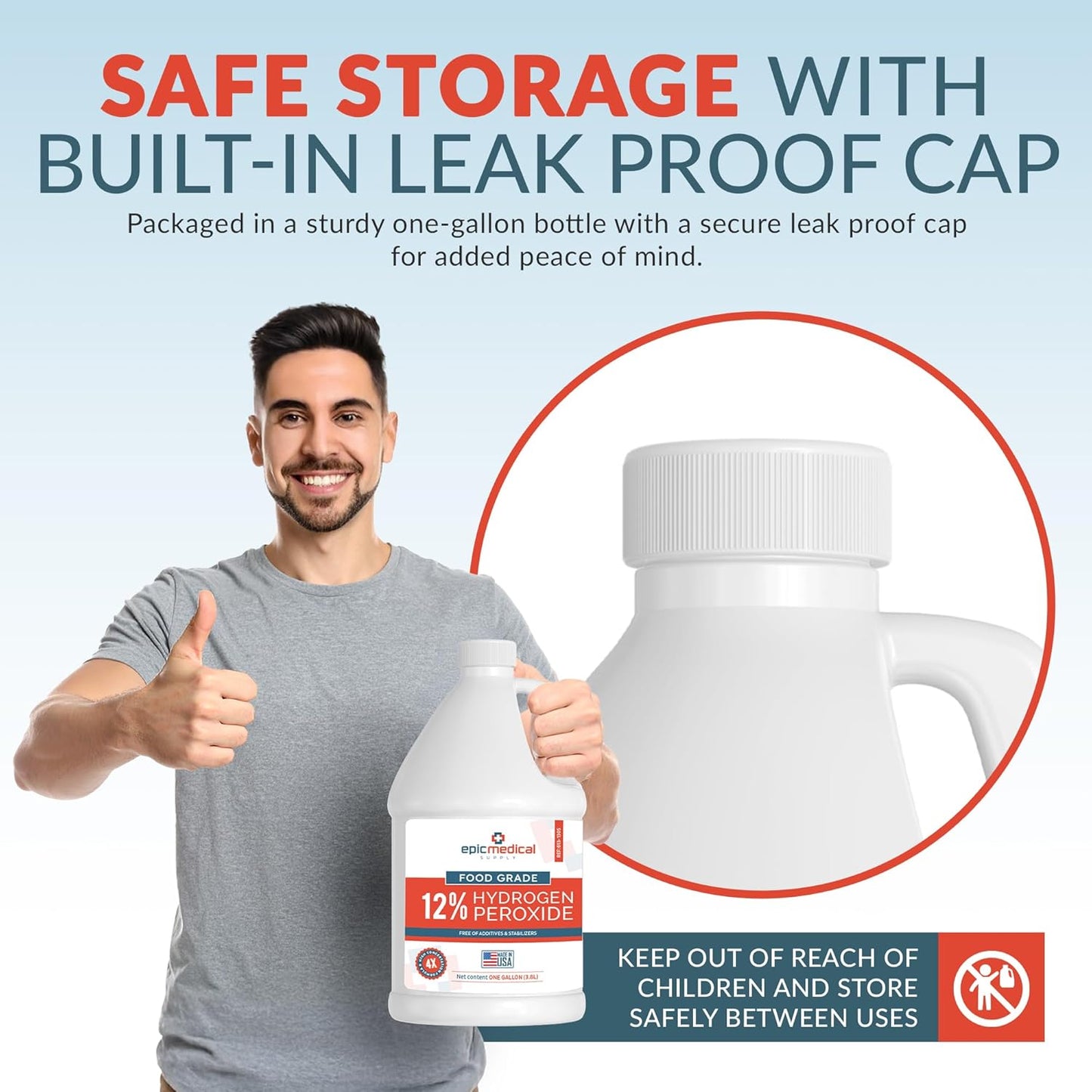 12% Food Grade Hydrogen Peroxide – Ultra-Concentrated H2O2 Peroxide Cleaner – 1 Gallon Bottle – Bleach Alternative for Household Cleaning, Laundry, Glass & More – Made in USA (2)