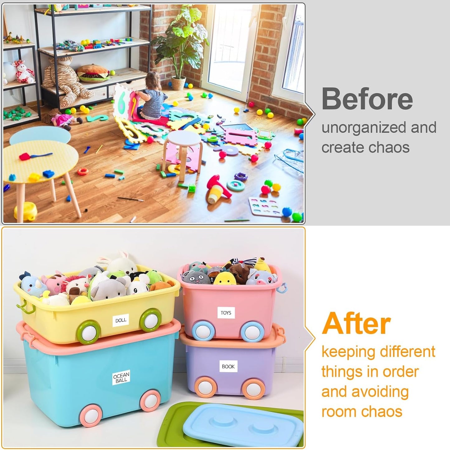 Joyberg Storage Box Labels, 420 Pcs, 2''x4'', Removable, Tear-Resistant, No Residue, for Bottles, Jars, School, Home, Business Organizing