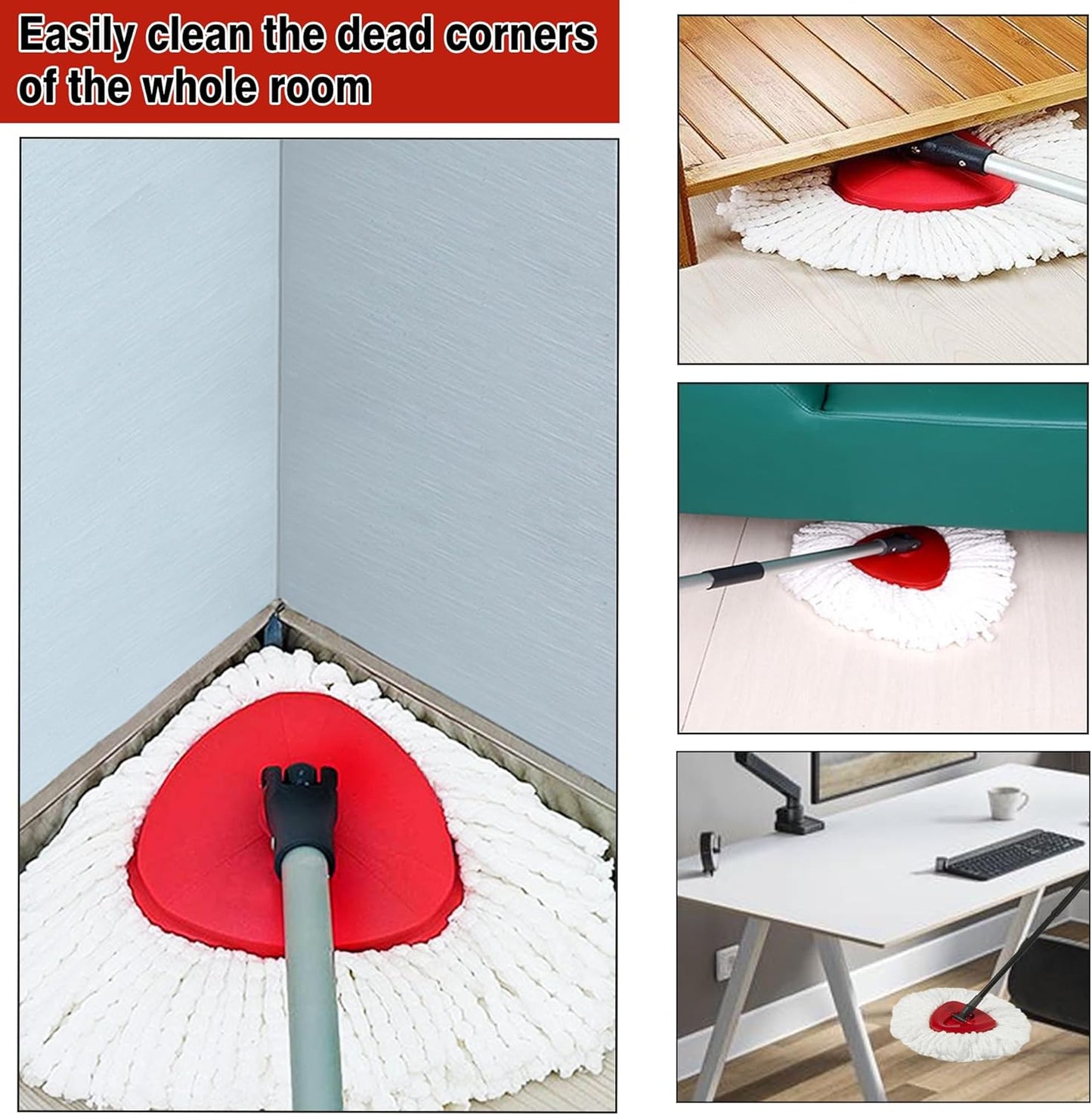 10 Pack Spin Mop Replacement Heads, 100% Microfiber Spin Mop Refill for Easy Wring, 360 Degree Spinning Mop Head Replacement Compatible with Triangle Spin Mop for Easy House Cleaning Floor Mopping