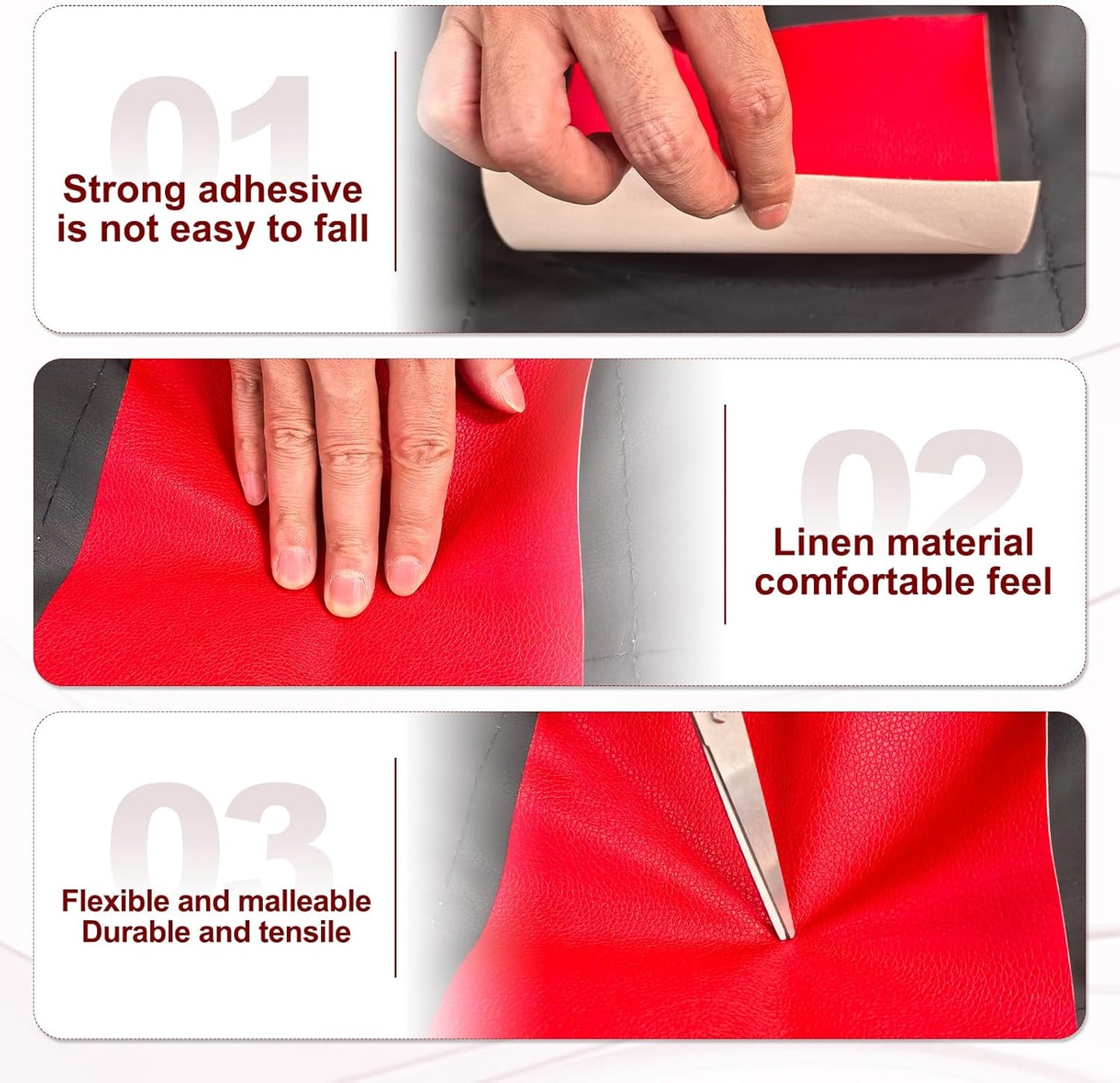 PATIKIL Leather Patches Tape for Furniture, 3.2 x 61 Inch Self Adhesive Vinyl Leather Repair Kit Cover Sheet for Couch, Sofa, Car Seats, Office Chair, Elegant Gray