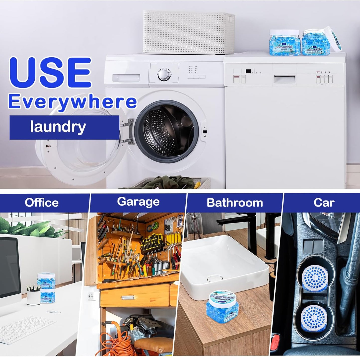 12 Pcs Air Freshener Gel Bulk Odor Eliminator Gel Beads 8 oz Long Lasting Air Freshener Beads Eliminates Odors in Home Bathrooms, Cars, Boats, Rvs and Pet Areas(Sea Aroma)