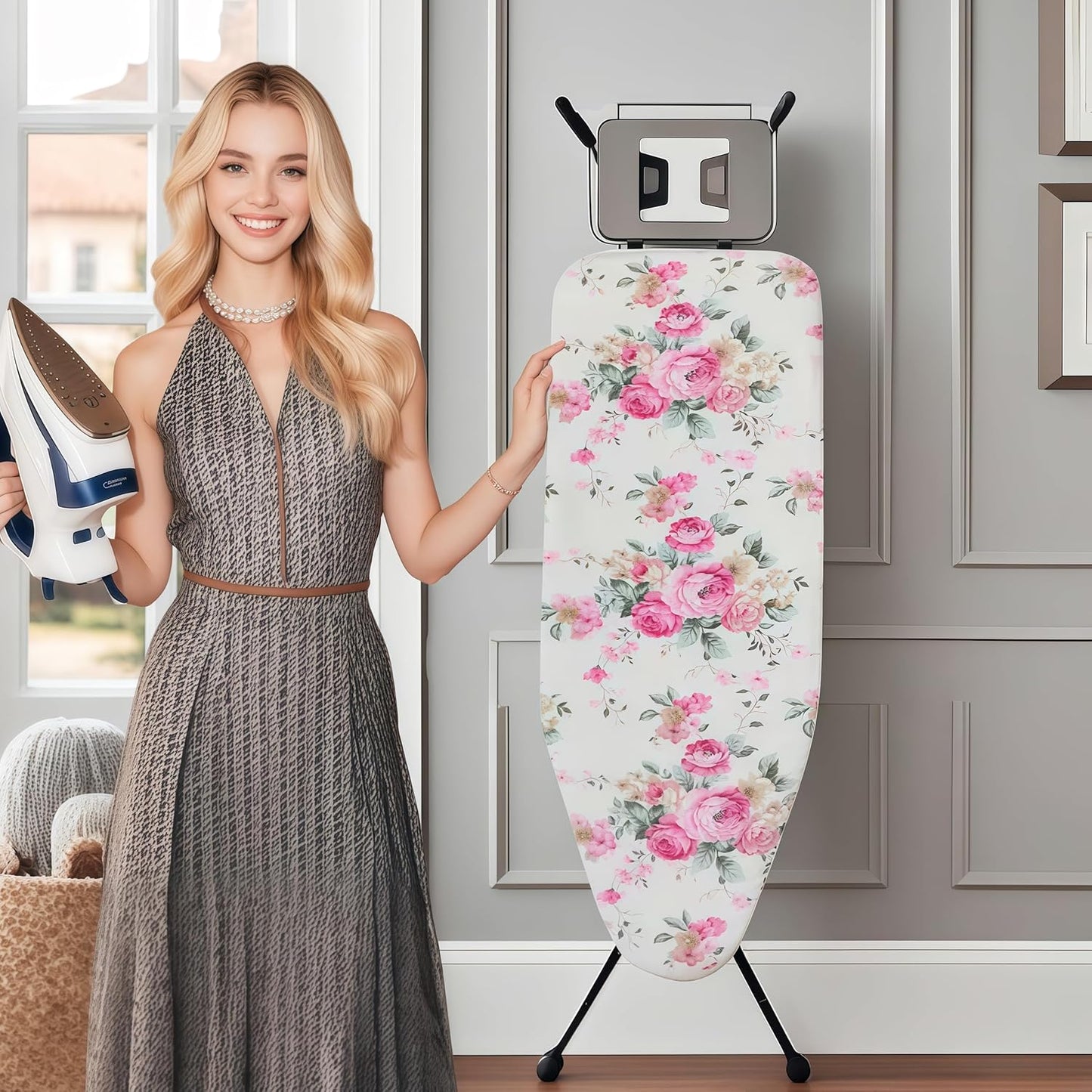 Ironing Board Cover with Two 5MM Thick Feltpads,15"x48"Heat Resistant Replacement Ironing Board Cover and Pad,Fits Standard Ironing Boards,Durability and Easy to Install