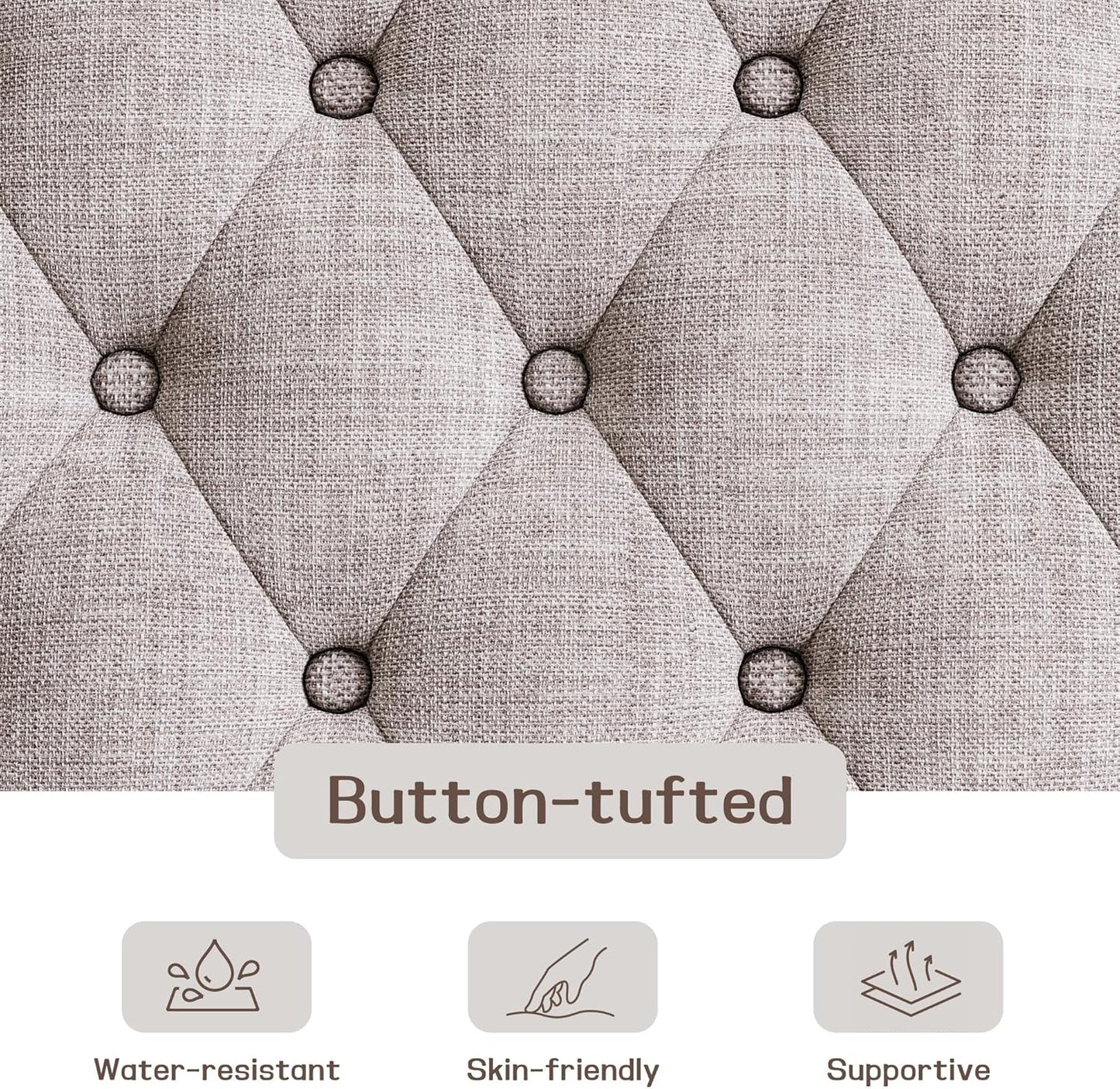 48" Large Ottoman with Storage Coffee Table, Upholstered Tufted Linen Ottoman Bench with Solid Wood Shelf for Living Room, Bedroom, Holds 250lbs (Light Gray)