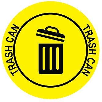 "Trash Can" Durable Laminated Vinyl Floor Sign- Sign by Graphical Warehouse- 5S Safety and Security Signage, Visual Communication Tool (34", Yellow/Black)
