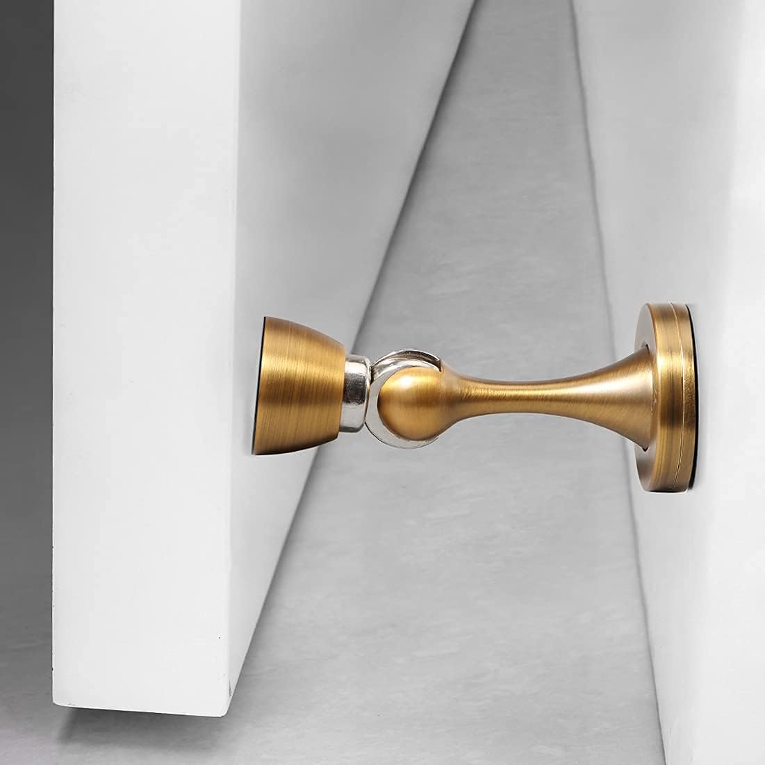 Door Stopper 1 Pack Magnetic Door Stops, Zinc Alloy Antique Brass Door Catch Door Holder Wall Floor Mounted, Metal Soft-Catch