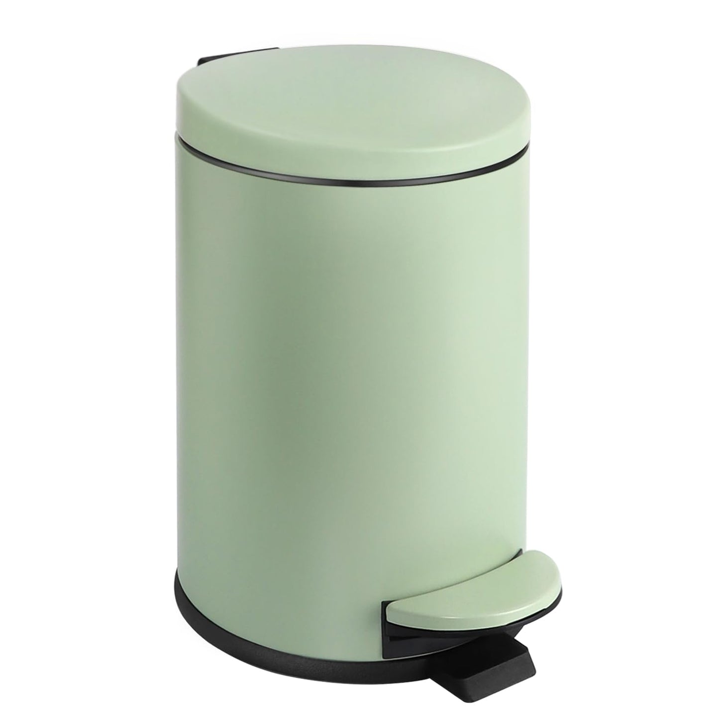 TIPGO Small Trash Can with Lid Soft Close, 4.5 Liters / 1.2 Gallon Bathroom Garbage Can, Mini Step Trash Bin, Stainless Steel Wastebasket for Bathroom, Bedroom, Office (Green)