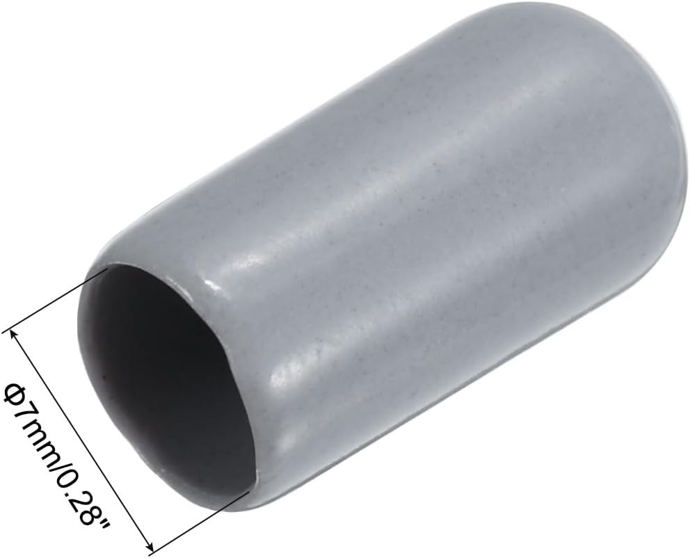 uxcell 20pcs Rubber End Caps 7mm ID Vinyl PVC Round Tube Bolt Cap Cover Screw Thread Protectors Grey