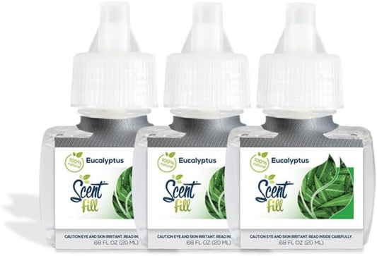 Scent Fill 100% Natural Eucalyptus Plug in Air Freshener, Scented Oil Refills, 3 Refills
