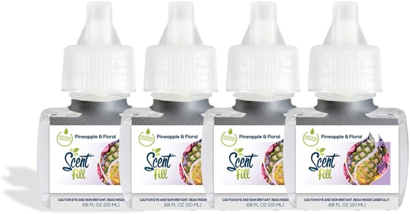 Scent Fill Pineapple & Floral Plug in Air Freshener, 4 Scented Oil Refills