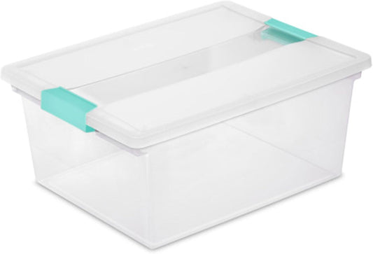 Sterilite 12-Pack Clip Box, Stackable Clear Plastic Bins with Latching Lids, Deep - Writing, Arts or Crafts Supplies Storage Containers for Home, Office, Classroom and Workshop Organization
