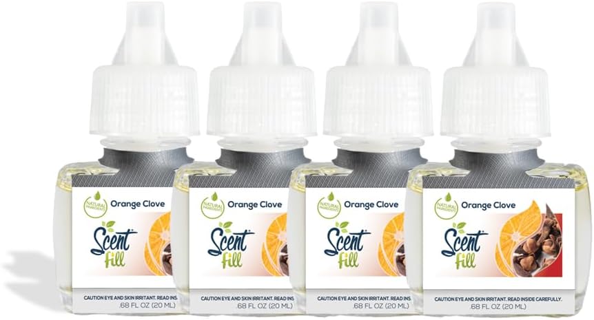 Scent Fill Orange Clove Plug in Air Freshener, 4 Scented Oil Refills