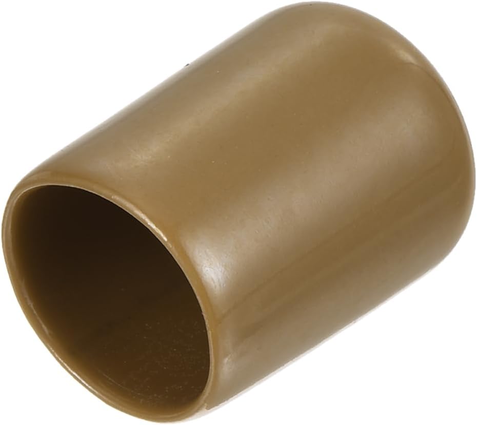uxcell 20pcs Rubber End Caps 14mm ID Vinyl PVC Round Tube Bolt Cap Cover Screw Thread Protectors Light Brown
