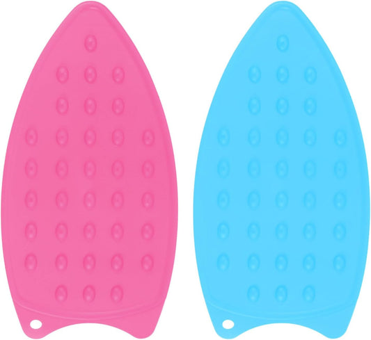 HARFINGTON 2pcs Silicone Iron Rest Pad, Multipurpose Iron Hot Resistant Mat Iron Rest Plate for Ironing Board Hot Heat Resistant Steam Compact Mat, Fuchsia/Blue