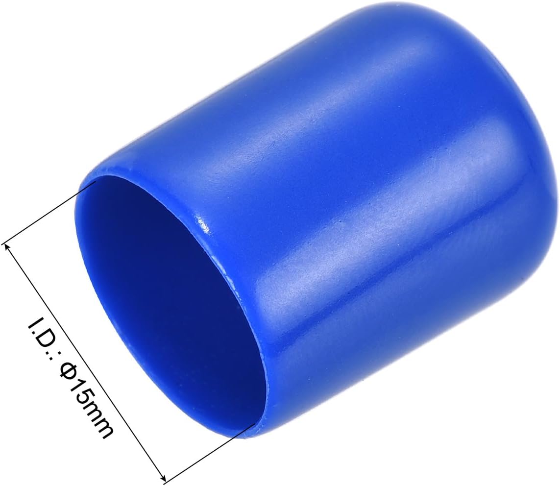 uxcell 20pcs Rubber End Caps 15mm ID Vinyl Round Tube Bolt Cap Cover Screw Thread Protectors Blue