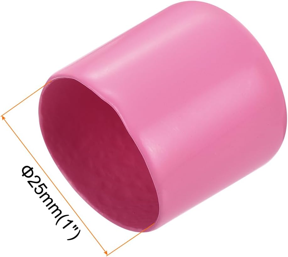 uxcell 20pcs Rubber End Caps 25mm(1 inch) ID Vinyl PVC Round Tube Bolt Cap Cover Screw Thread Protectors Pink