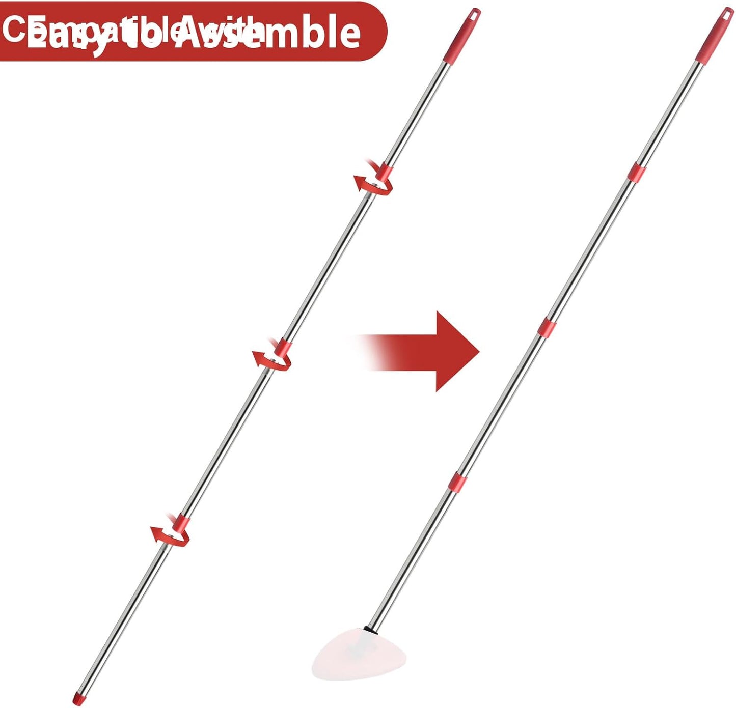 Spin Mop Replacement Head, Base, Handle Compatible with Ocedar Mop Set EasyWring 1-Tank Microfiber Spin Mop, 2 Refills Replacement Heads, 30-58in Handle and 1 Base Combo Set