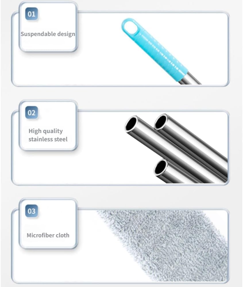 Saker Plus Retractable Gap Dust Cleaning Artifact, Saker Plus Flat Duster for Under Furniture, Reusable Washable Bendable Dusting Wand with Microfiber Dusting Cloths (1PCS)