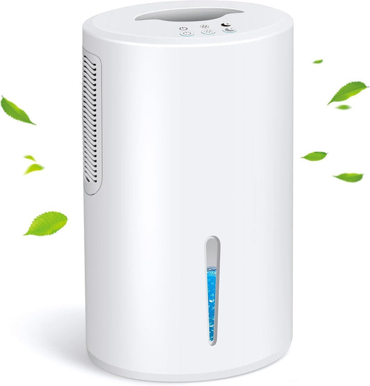 Dehumidifier, Dehumidifier for Home, 68 OZ Water Tank, Small Dehumidifiers for Bedroom (800sq.ft) with 7 LED Lights, Ultra Quiet & Auto Shut off, Bathroom, Basement, Closet, Garage, RV. (White)
