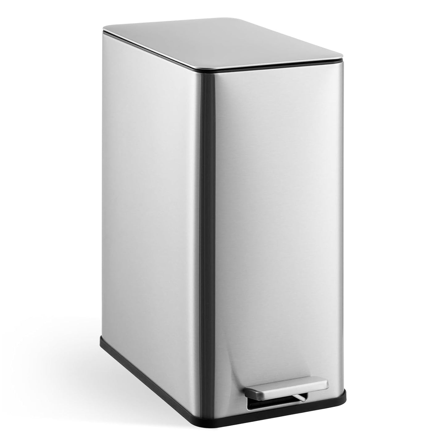 15 L Kitchen Step Trash Can, 4 Gallon Narrow Stainless Steel Waste Bin with Soft-Close Lid, Rectangle Rubbish Bin with Removable Inner Bucket for Bathroom, Dining Room, Living Room