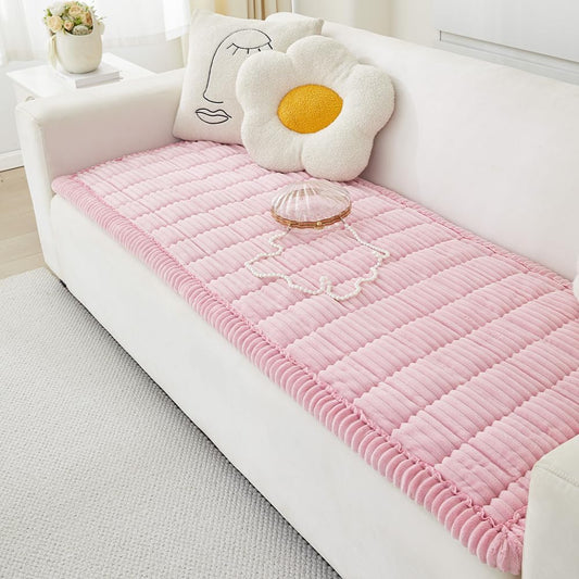 Couch Cover for Dogs Washable, Fuzzy Pet Couch Covers for 3 Cushion Sofa Pet Friendly, Non Slip Sofa Cover (Pink, 27.6" x 82.7"/70 x 210cm)