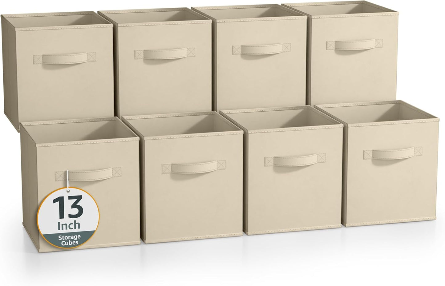 Sorbus 13 Inch Storage Bins - Sturdy Collapsible Fabric Storage Cubes with Handle - 8 Foldable Baskets for Organizing Clothes, Toys, Books - Storage Baskets for Shelves, Closets