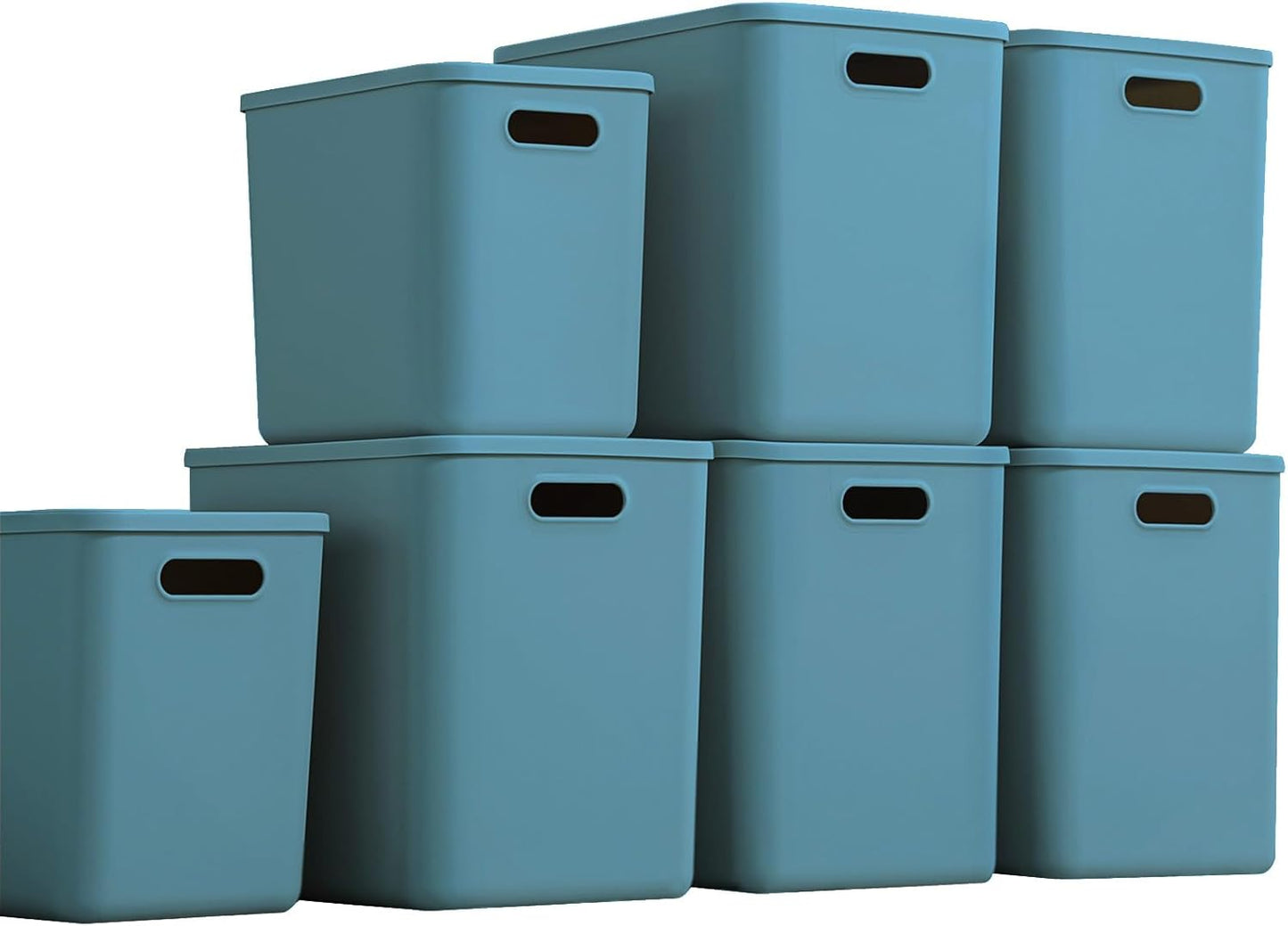 Plastic Storage Bins with lids,Storage Baskets,Container with handle,Storage Organizer Bins for Shelves,Office,Bedrooms,Closets, Cabinets (Blue, 5XL+2L)