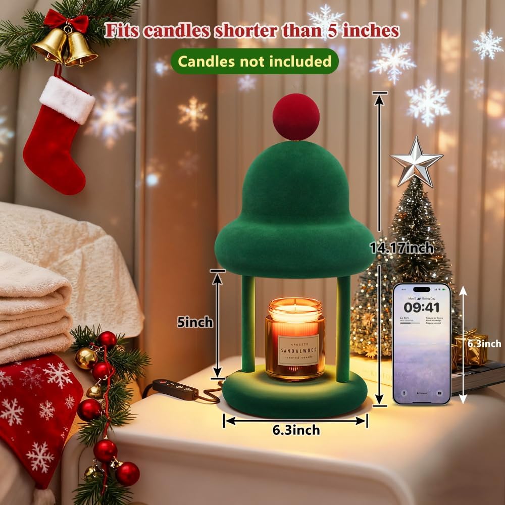 Fuzzy Candle Warmer Lamp with Timer, Dimmable Wax Warmer Lamp, Candle Melter Lamp for Jar Candles, Christmas Birthday Gifts for Mom Women