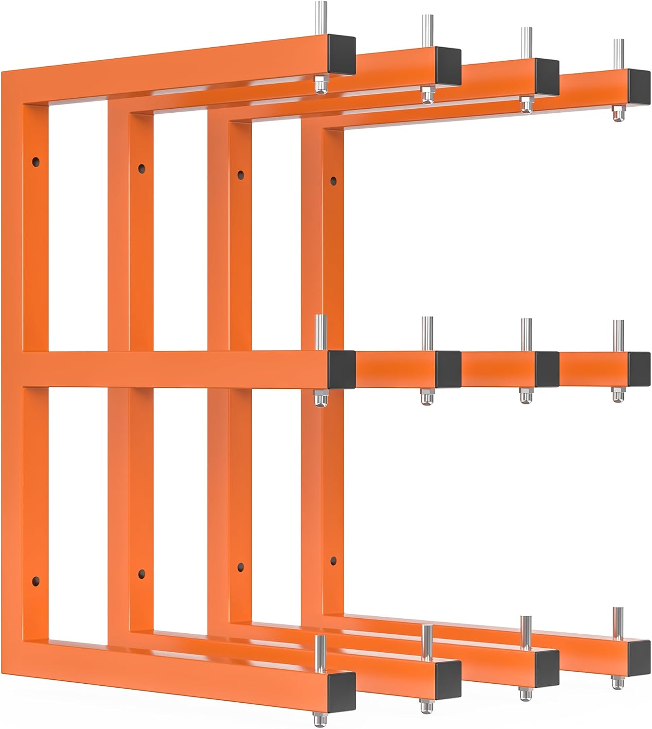 4 PACK Lumber Rack Wall-Mounted Lumber Storage Rack, Heavy Duty Wood Storage Racks With 6-Level System, 1320 LB Sturdy Garage Wood Organizer, Hanging Orange Lumber Metal Racks for Indoor & Outdoor