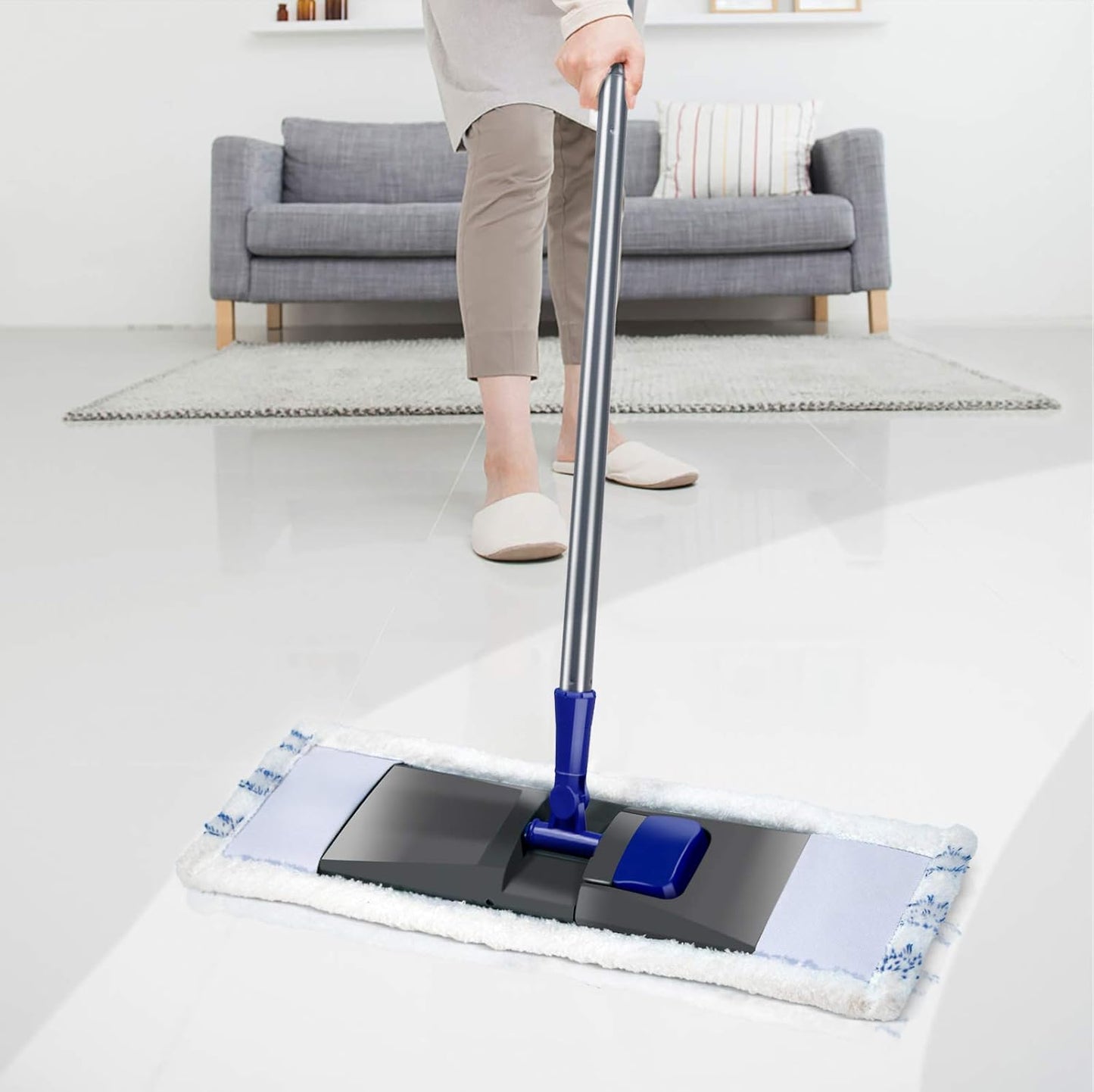 MASTERTOP Professional Microfiber Floor Mop - Flat Mop for Hardwood, Tiles, Laminate, Vinyl with 4 Refills, Extendable Handle