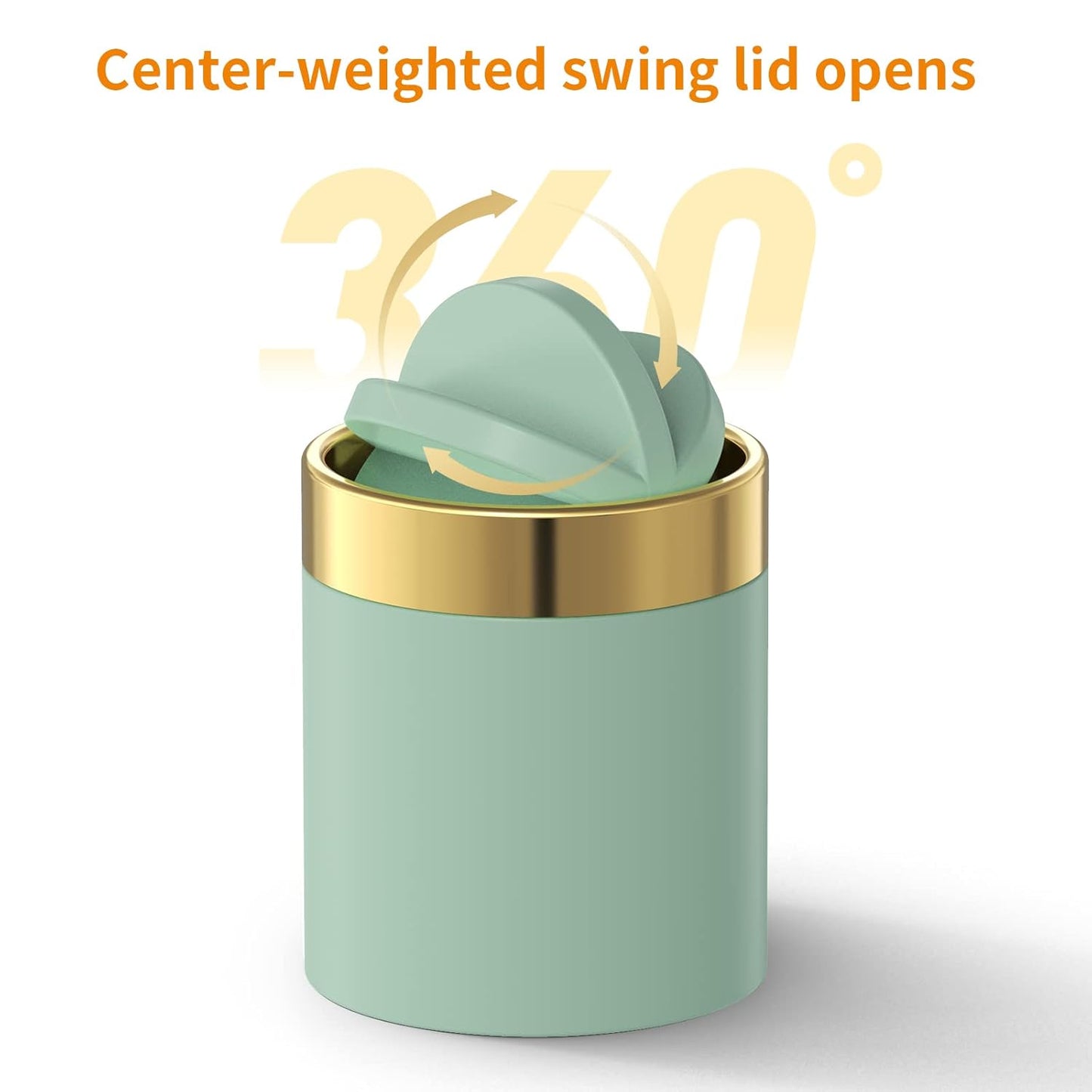 Mini Trash Can with Lid, Desktop Small Trash Can Recycling Bin Cute Metal Garbage Can for Tabletop Countertop Use,Stainless Steel 0.4Gal/1.5L Waste Bin for Office Parlor Car Bedroom,Light Green