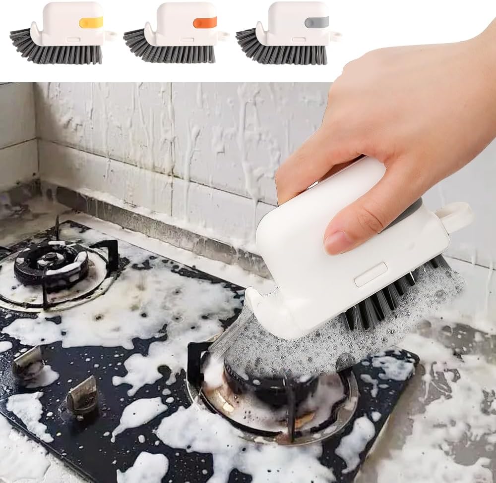 Window Cleaning Brush, 3-in-1 2025 New Magic Window Groove Cleaning Brush Set - Hand-Held Track Cleaner Tool for Sliding Doors, Window Sills, Tile Grout, Shutters, Deep Scrub Brush for Home (Yellow)