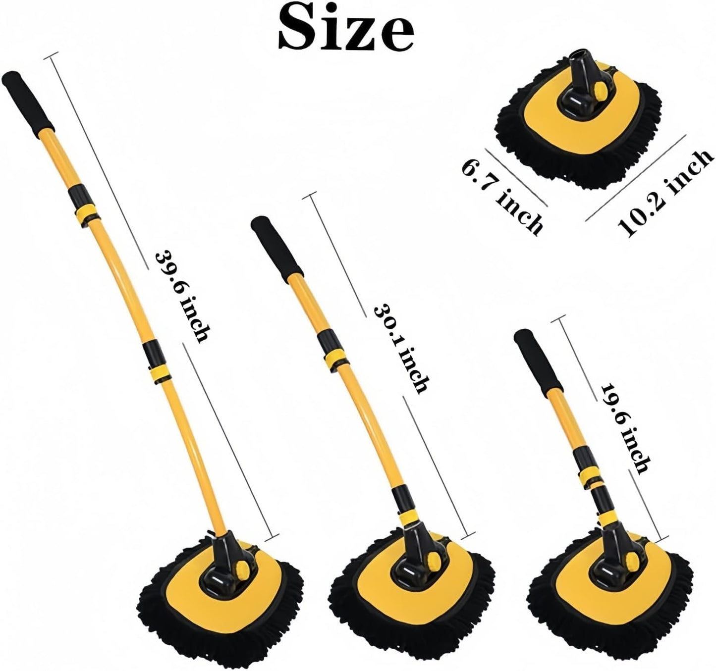 Car Wash Brush with Long Handle, Microfiber Towels Car Wash Kit Cleaning Supplies, Car Wash Mop Mitt with 2 Replacement Head , Extension Pole Car Brush Cleaning Kit for Cars Trucks