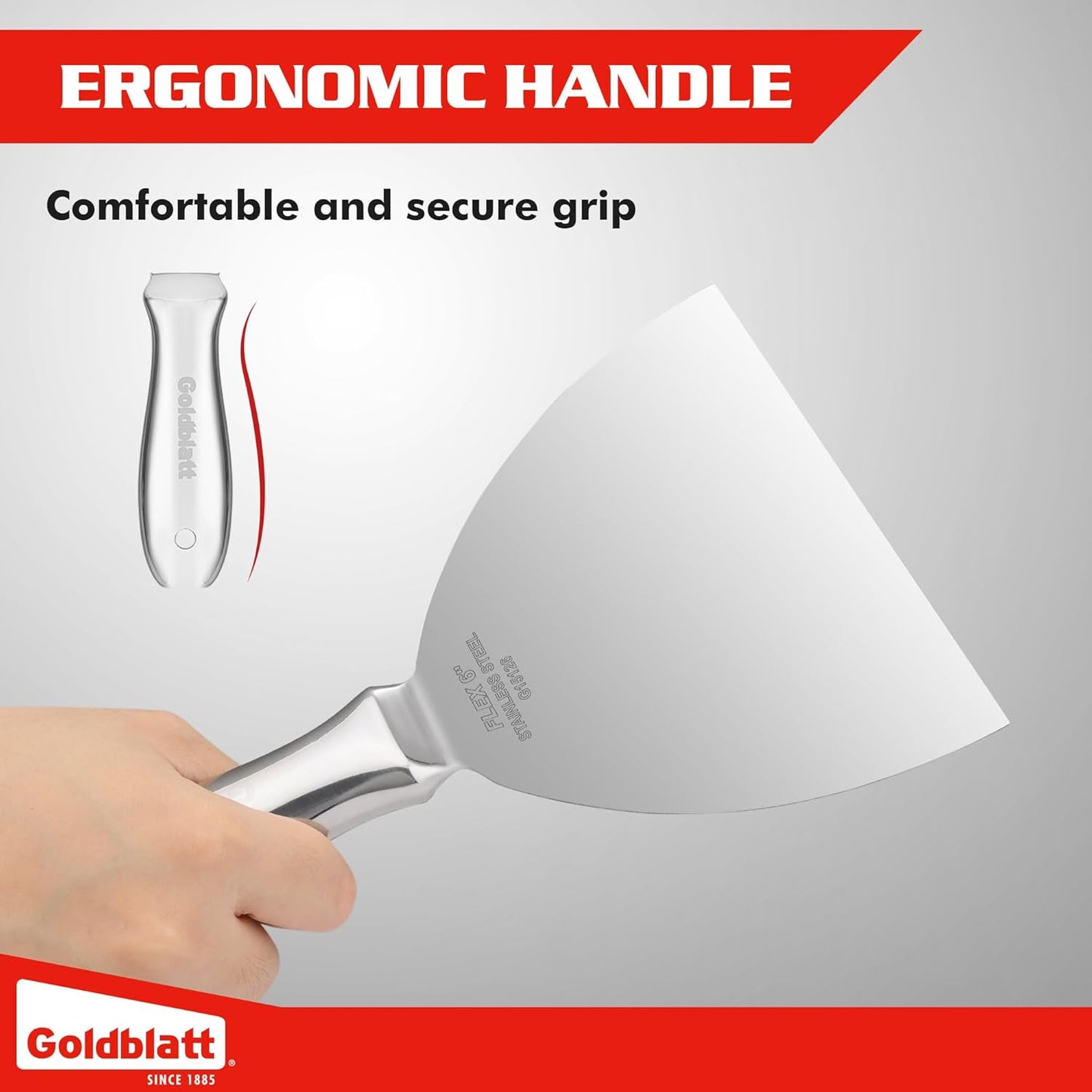 Goldblatt 6" Putty Knife, One-Piece Paint Scraper Tool, All Stainless Steel Joint Knife with Flexible Blade, Seamless Design, Metal Ergonomic Handle - for Drywall Repairing, Finishing and Scraping
