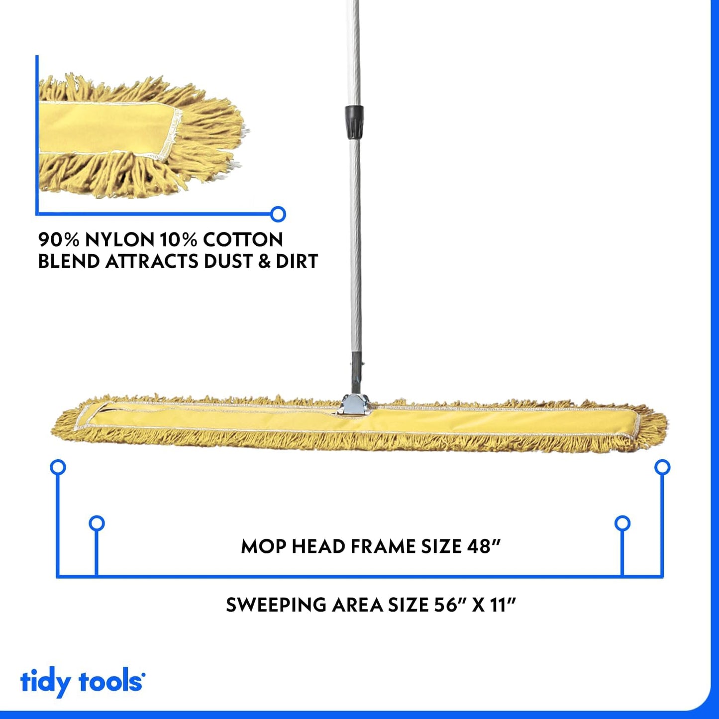 48 Inch Yellow Commercial Dust Mop & Floor Sweeper with Extendable Handle – Mop for Hardwood, Tile, and Concrete Floor Cleaning