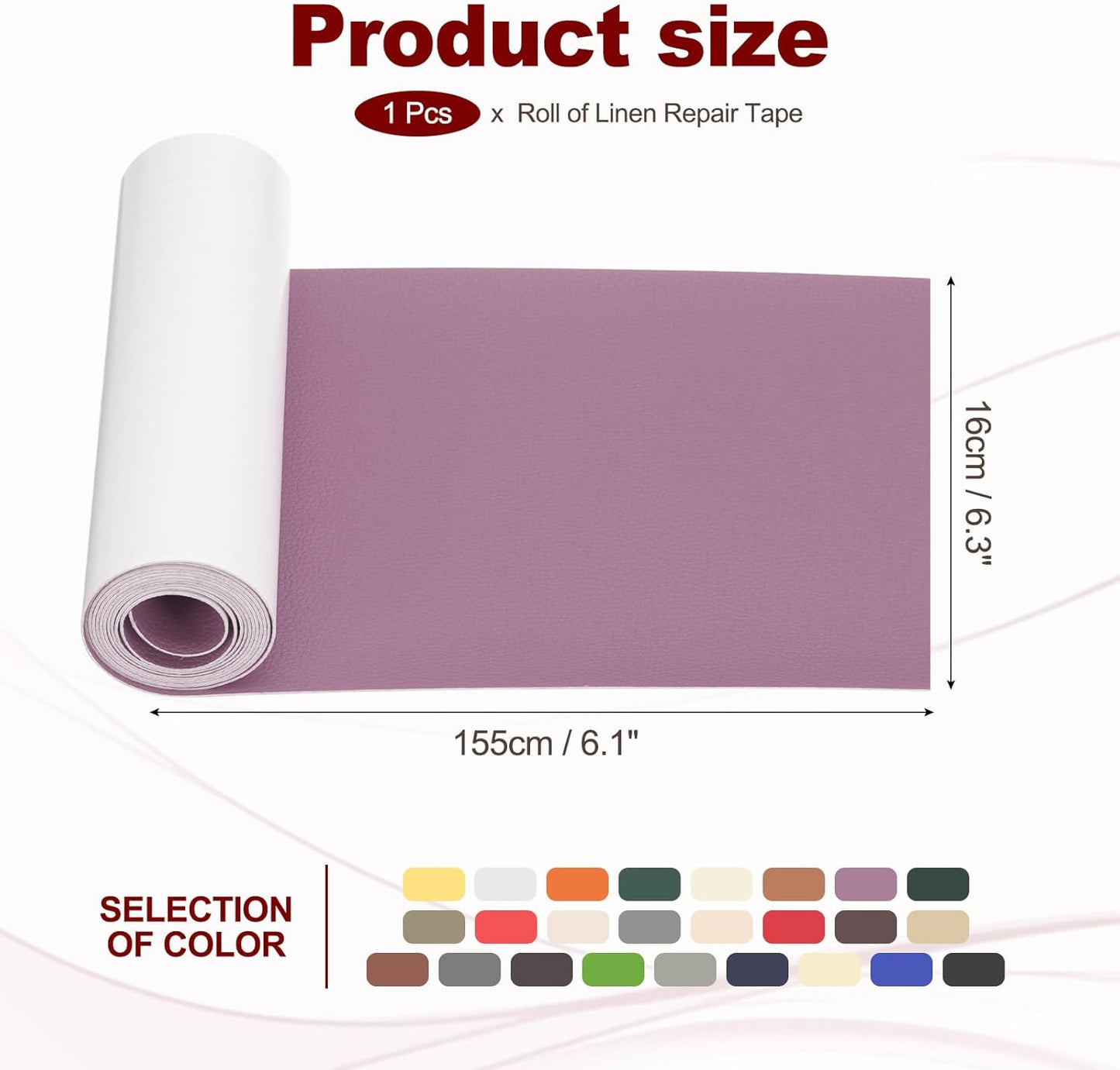 PATIKIL Leather Patches Tape for Furniture, 6.3 x 61 Inch Self Adhesive Vinyl Leather Repair Kit Cover Sheet for Couch, Sofa, Car Seats, Office Chair, Light Purple