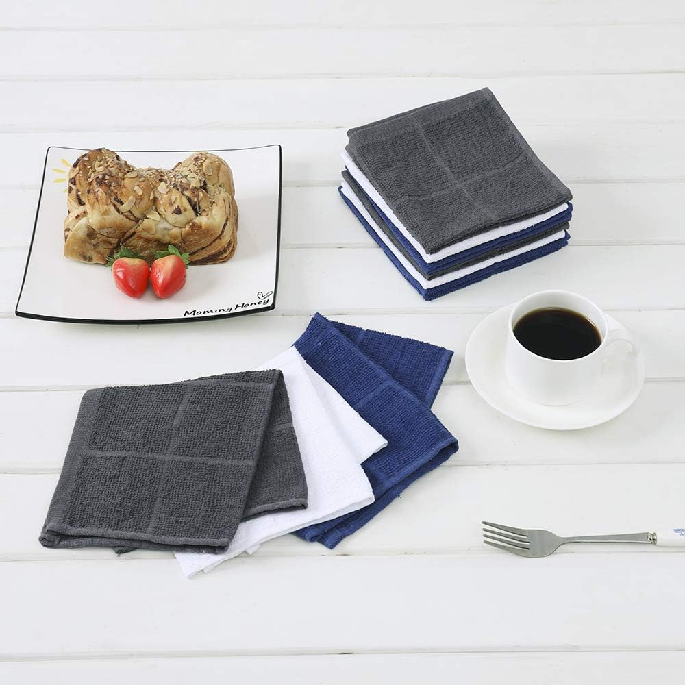 Glynniss Kitchen Dish Cloths Highly Absorbent Dish Rags 100% Cotton Wash Cloths for Washing Dishes (White, 50)