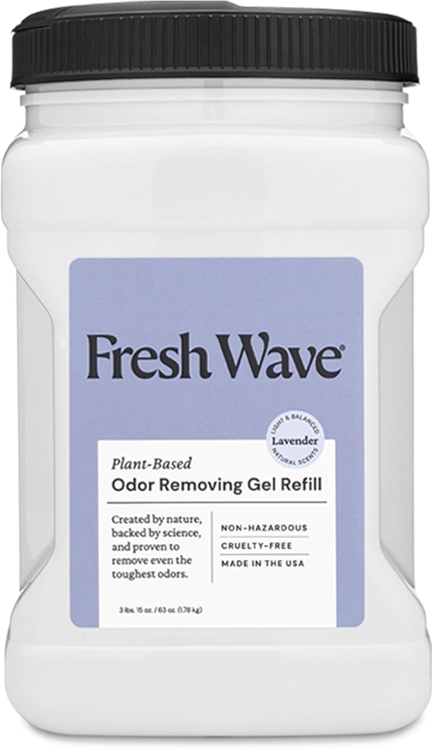 Fresh Wave Lavender Odor Removing Gel Refill, 63 oz. - Safer Odor Absorbers for Home, Natural Plant-Based Odor Eliminator, Every 15 oz. lasts 30-60 Days, For Cooking, Trash & Pets