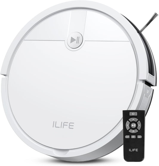 ILIFE V2 Robot Vacuum Cleaner, Tangle-Free Suction, 120 Mins Runtime, Slim, Self-Charging Robotic Vacuum Cleaner, Ideal for Pet Hair and Hard Floors