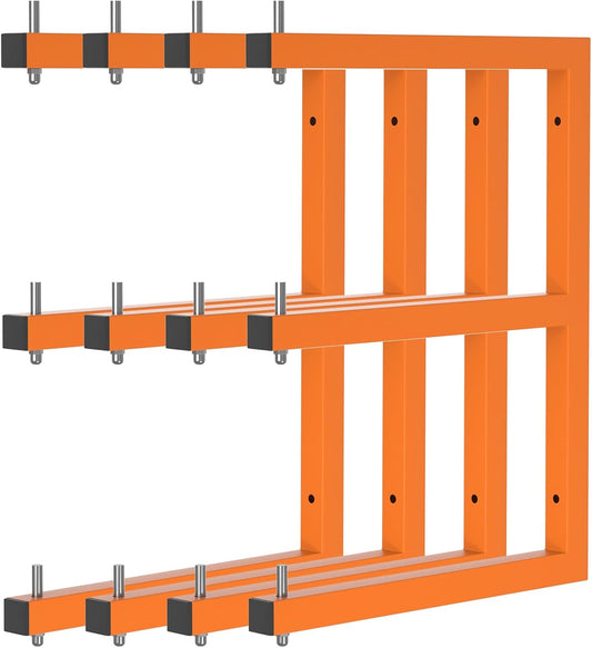 Lumber Rack Wall-Mounted Lumber Storage Rack, Heavy Duty Wood Storage Racks with 6-Level System, 1320 LB Sturdy Garage Wood Organizer, Orange Lumber Metal Racks for Indoor and Outdoor (4 Pack)