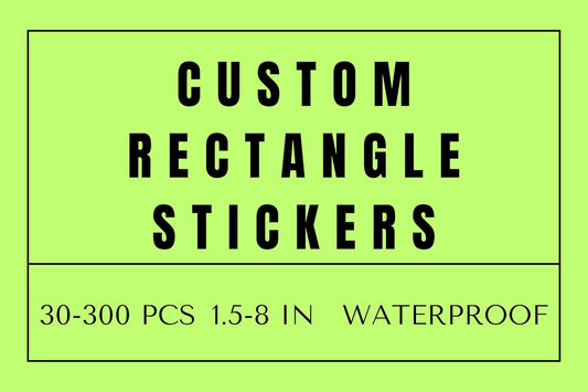 Custom Rectangle Stickers for Business Logo, Custom Rectangle Labels for Candle Jar Coffee, 30-300 pcs, Waterproof Glossy Vinyl Stickers, Upload Your Design (8x3.5 in)