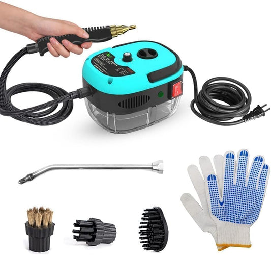 Decdeal Steam Cleaner - 2500W High Temperature Pressurized Handheld Steam Cleaning Machine with Brush Heads and Gloves, for Car Floors Kitchen Furniture Bathroom Windows