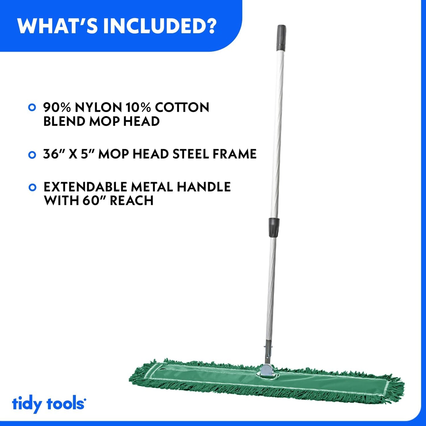 36 Inch Green Commercial Dust Mop & Floor Sweeper with Extendable Handle – Mop for Hardwood, Tile, and Concrete Floor Cleaning