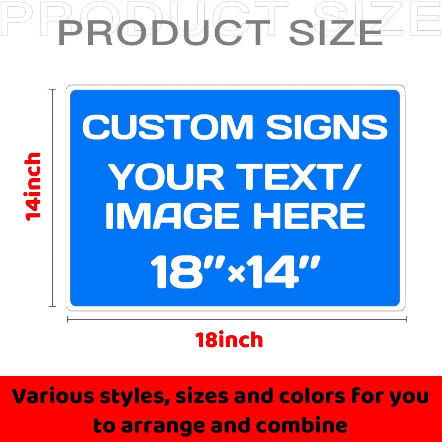 Custom Signs Outdoor and Indoor,Aluminum Weatherproof Metal Sign Multiple Sizes Custom Personalized Text And picture Here,custom door sign/garden sign/hazard sign(18 * 14inch,Blue)
