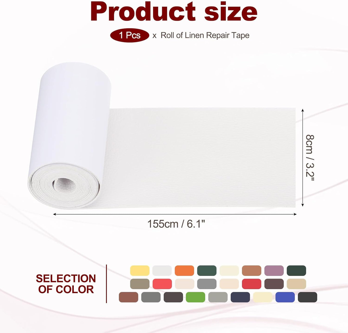 PATIKIL Leather Patches Tape for Furniture, 3.2 x 61 Inch Self Adhesive Vinyl Leather Repair Kit Cover Sheet for Couch, Sofa, Car Seats, Office Chair, White